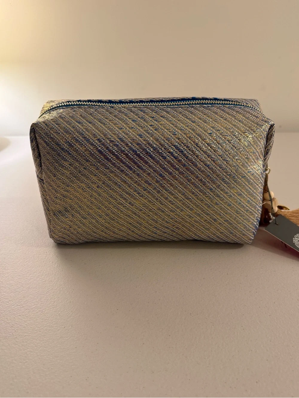 Vince Camuto Cosmetic Bag w/ Starfish and Tasseled Zipper in Blue/Gold - NWT